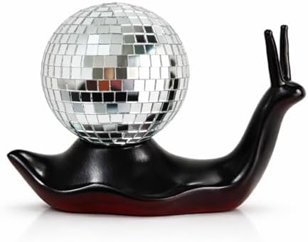 Black Disco Snail Decor, Disco Ball Funky Shelf Accent, Retro Home Decor by Discodecoration