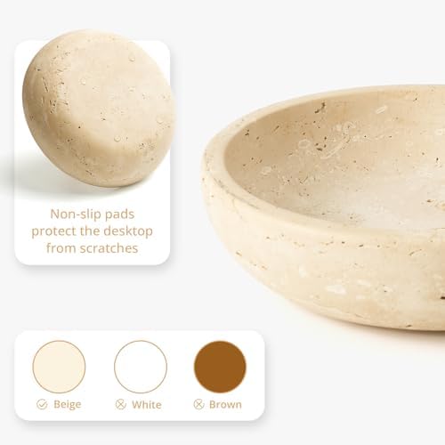 7.8’’ Travertine Marble Bowl & Decorative Bowl, Home Decor Key Bowl - Image 4
