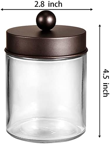 Amolliar Glass Apothecary Jar Qtip Holder Metal Lids 4pc/Bronze - Image 5