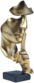 aboxoo Thinker Statue, Silence is Gold Abstract Art Figurine, Modern Home Resin Sculptures Decorative Objects Shelf Decor,Tabletop for Home Decor,Man Office Study Desk Statue (Large Gold) by aboxoo
