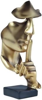 aboxoo Thinker Statue, Silence is Gold Abstract Art Figurine, Modern Home Resin Sculptures Decorative Objects Shelf Decor,Tabletop for Home Decor,Man Office Study Desk Statue (Large Gold) by aboxoo