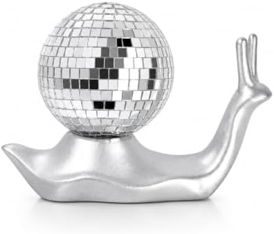 Silver Disco Snail Decor, Disco Ball Shelf Ornament, Retro Home Accent by Discodecoration