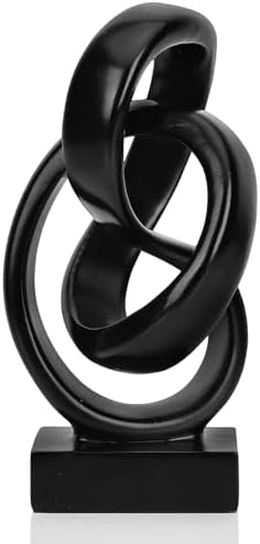 Abstract Black Knot Sculpture, Geometric Decor, Black Decorative Piece for Living Room Coffee Table or Bookshelf Top, Office Coffee Table or Entryway Console Decor. by DOVDOVHomeDecoration