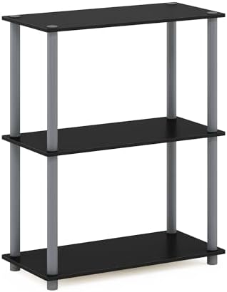 Furinno TURN-N-TUBE Storage Shelves, 3-Tier Book Shelf, Corner Shelf, Toolless Open Shelves, for Organization and Storage, Living Room, Garage, Home Office, Black - Image 5
