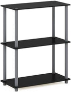 Furinno TURN-N-TUBE Storage Shelves, 3-Tier Book Shelf, Corner Shelf, Toolless Open Shelves, for Organization and Storage, Living Room, Garage, Home Office, Black - Image 5