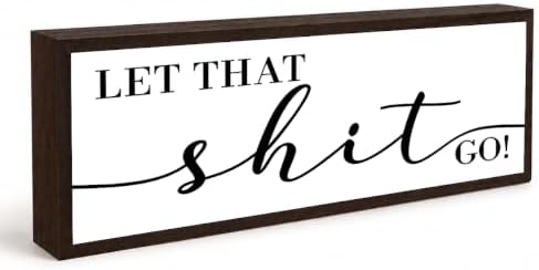 Bathroom Wooden Sign, Funny Stress Relief Quote, Funny Farmhouse Bathroom Wall Decor, Rustic Solid Wood Bathrooms Sign for Home Restroom, Lighthearted Bathrooms Decor Gift, 9.5 x 3.1 Inches by Unknown