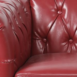 Chesterfield Loveseat Sofa, Modern Leather Small Sofa Couch 2 Seater - Image 9