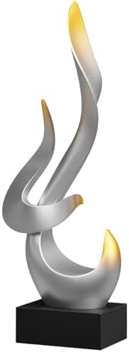 Silver Fire Flame Sculpture,Art Modern Abstract Statue,Shelf Accents Decor by Paytonture