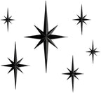 Stylor Mid Century Modern Decor, Mcm Retro 3D Star Art Wall Sculpture, Plastic Starburst Decor, Vintage Celestial Whimsigoth Home Decor Accent. (Set of 6, Black) by Unknown