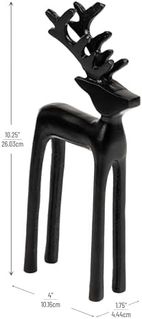 Mind Reader Modern Metal Reindeer Figurine, Sleek Aluminum Winter Holiday Decor, Rustic Contemporary Accent, Black - Image 3