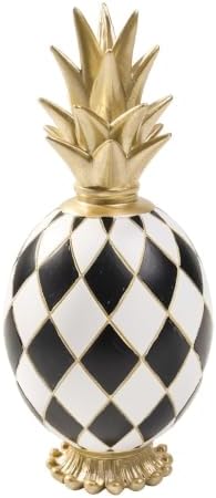 8.3" Black and White Checkered Pineapple Decor for Home Shelf Desk by Bechivie
