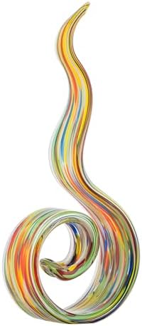 11.4" Tall Hand Blown Glass Sculpture, Murano Style Art Glass Figurine, Modern Coastal Home Decor Accent for Shelf, Table, TV Stand, Living Room Decoration by ORRFIDDY