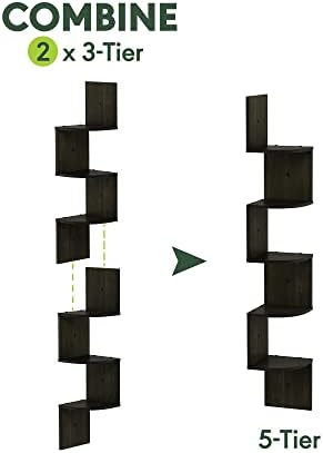 Furinno Rossi Set of 2 3-Tier Corner Floating Shelves for Wall, Espresso - Image 5