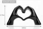Small Heart Hands Sculpture Decor for Living Room Bedroom Bookshelf Coffe Table and Office Display, Love Finger Statue Modern Aesthetic Home Decor, Unique Gift for Wedding Christmas Birthday (Black) - Image 4