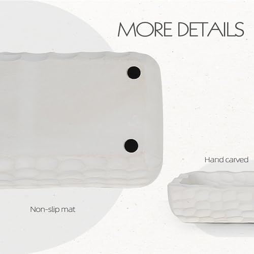 Oakrain 30" Large Decorative Bowl for Home Decor, Long White Dough Bowl - Image 3