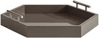 Kate and Laurel Lipton Modern Hexagon Tray; 18 x 15.5; Brown and Silver; Decorative Geometric Serving Tray for Storage and Display by KateandLaurel