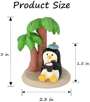 Mevodeata Penguin Figurine with Ice Cream Bowl, Mini Beach Statue - Image 2
