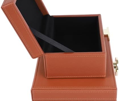 HofferRuffer Faux Leather Jewelry Boxes, Decorative Boxes Storage Accessory Organizer with Gold Hardware Decor, Classic Vegan Leather Set of 2 Pieces (Brown) - Image 7