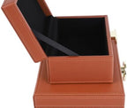 HofferRuffer Faux Leather Jewelry Boxes, Decorative Boxes Storage Accessory Organizer with Gold Hardware Decor, Classic Vegan Leather Set of 2 Pieces (Brown) - Image 7