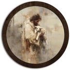 CFFJLHN Vintage Christian Jesus and Lamb Wall Art Decor, Neutral Religious Jesus Holding Lamb Biblical Round Hanging Wall Decor for Home Bedroom Living Room Church, 10x10 Inch by Unknown