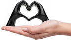 Small Heart Hands Sculpture Decor for Living Room Bedroom Bookshelf Coffe Table and Office Display, Love Finger Statue Modern Aesthetic Home Decor, Unique Gift for Wedding Christmas Birthday (Black) by Lynagert