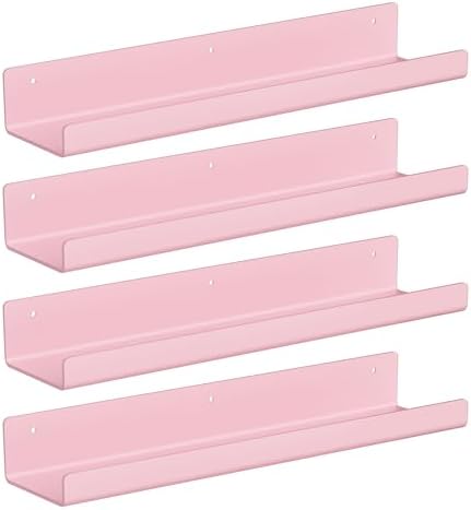 upsimples 4 Pcs 15" Acrylic Shelves for Wall Decor and Display, Pink - Image 5