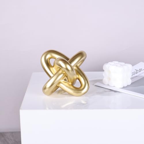 Gold Knot Decor – Modern Geometric Sculpture for Coffee Table, Bookshelf, TV Stand, Entryway, Living Room Centerpiece, Minimalist Knot Design, Decorative Accent for Home Decor, Elegant Gold Sculpture - Image 4