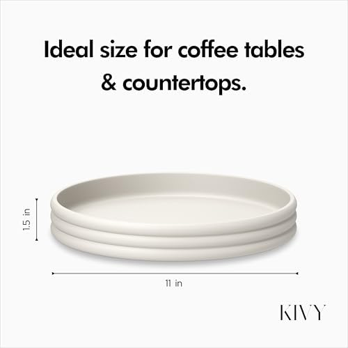 KIVY Round Decorative Concrete Tray 11x1,5 Inch - Circle Coffee Table Tray - Image 4