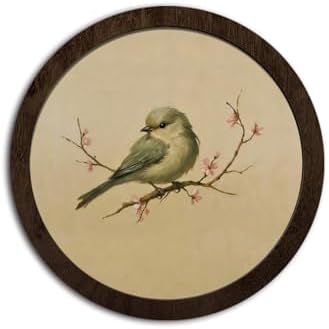 CFFJLHN Vintage Bird Wall Art Decor, Bird Pictures Wall Decor, Botanical Cherry Blossom Cottagecore Floral Round Framed Art Decor for Home Bedroom Living Room Bathroom, 10x10 Inch by Unknown