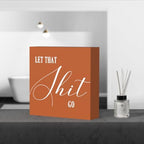 Funny Bathroom Sign, Orange Wood Box Decor for Half Bathroom, Humorous Farmhouse Shelf & Desktop Sign for Home or Office - Image 4