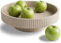 JUPTR Concrete Fruit Bowl (12") – Shallow Fluted Pedestal Decorative Centerpiece Bowl for Table, Entryway Catch-All & Modern Home Decor – Heavyweight Stone Bowl (Beige) by Unknown