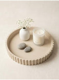 11-Inch Concrete Round Tray Home Decor for Coffee Table Decor - Round Coffee Table Tray - Circular Kitchen Island Trays - Decorative Trays- Beige by VivereHome