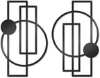 OYEFLY 2 Pcs Metal Abstract Wall Art,Modern Geometric Decor (Black, style 1) by OYEFLY
