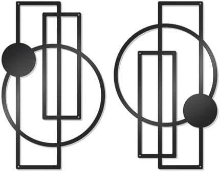 OYEFLY 2 Pcs Metal Abstract Wall Art,Modern Geometric Decor (Black, style 1) by OYEFLY