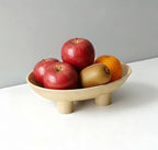 Three-Leg Ceramic Fruit Bowl, 10 Inch Oval Serving Dish for Kitchen Counter, Candy or Key Holder, Home Decor Accent Beige - Image 2