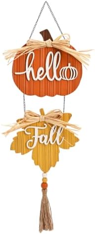 Valery Madelyn Fall Decorations for Home, Fall Wall Decor with Pumpkin and Maple Leaf, Rustic Farmhouse Fall Wreaths, Wooden Pumpkin Decor for Thanksgiving Autumn, 21 inch by ValeryMadelyn