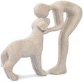 Abstract Person and Dog Head-to-Head Figurine Sandstone by FriyGardcn