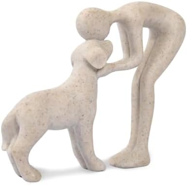 Abstract Person and Dog Head-to-Head Figurine Sandstone by FriyGardcn