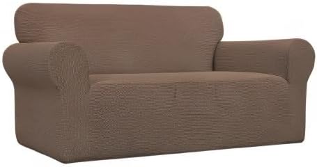 Easy-Going Stretch Loveseat Couch Covers Washable Brown | 1-Piece Loveseat - Image 9