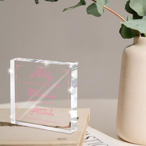 Pink Motivational Acrylic Desktop Sign, 4x4 Inch, Motivational Desktop Decor for Office and Home, Decor with Positive Messages, Unique Gift for Women, Girls or Coworkers - Image 4