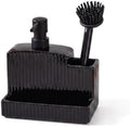 RQYIXI 3-in-1 Ceramic Square Soap Dispenser with Sponge Holder,Black,18 Oz by RQYIXI