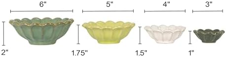 Creative Co-Op 4-Piece Stoneware Reactive Glaze Flower Shaped Bowl Set, Multicolor - Image 2