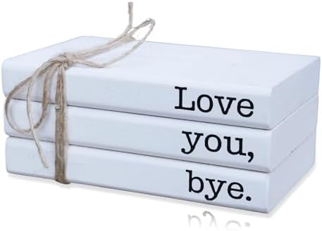 Cute Love You Bye Mini Wooden Faux Books, Express Love and Warm Family Sign for Office Front Door Bathroom Hallway Entryway Shelf Table Corner Decoration by RUKEJUNEMakeupCasesforProfessionalArtists