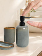 INGOFIN Ceramic Bathroom Accessories Set, Soap Dispenser &Toothbrush Holder - Image 6