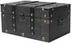 Vintage Wooden Treasure Chest,Decorative Pirate Box with Sturdy Hinged Lid by DECOR4SEASON