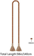 RAMIRABI 58in Wood Bead Garland, Farmhouse Rustic Country Decor, Brown - Image 6