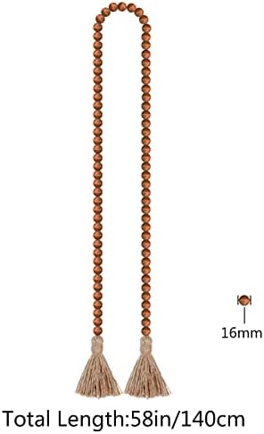 RAMIRABI 58in Wood Bead Garland, Farmhouse Rustic Country Decor, Brown - Image 6