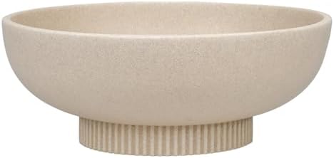 Deobath Large Resin Pedestal Decorative Bowl - Modern Handicraft Bowls for Home Decor - Fruit Bowl for Kitchen Counter - Key Bowl for Entryway Table,Artificial Stone Beige by Deobath