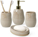 INGOFIN Ceramic Bathroom Accessories Set, Soap Dispenser &Toothbrush Holder by INGOFIN