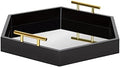 Kate and Laurel Lipton Modern Hexagon Mirrored Tray; 18 x 18; Black and Gold; Midcentury Decorative Serving Tray for Storage and Display by KateandLaurel